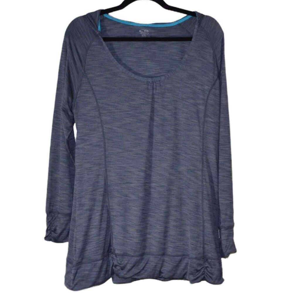 Champion Womens Size XXL Hooded Performance Shirt Space Dyed Gray